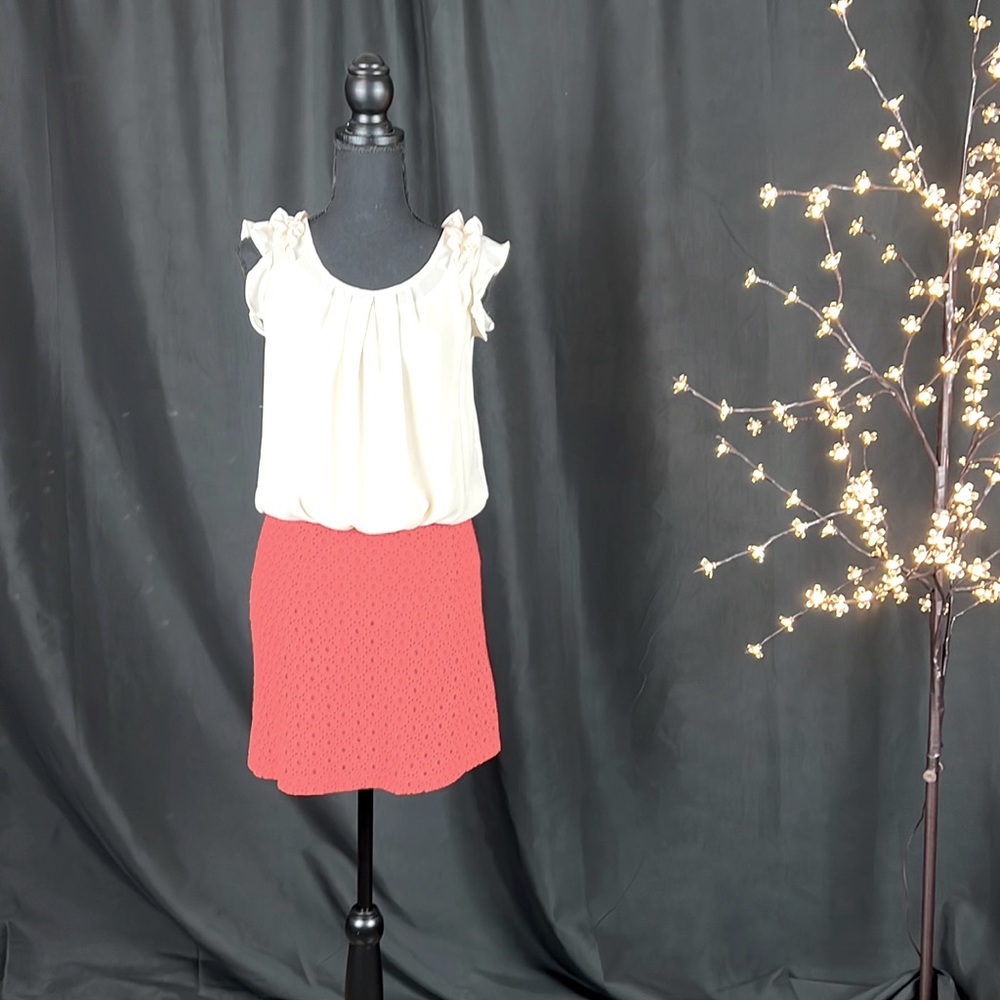 a’reve Cream and Reddish Orange Dress
